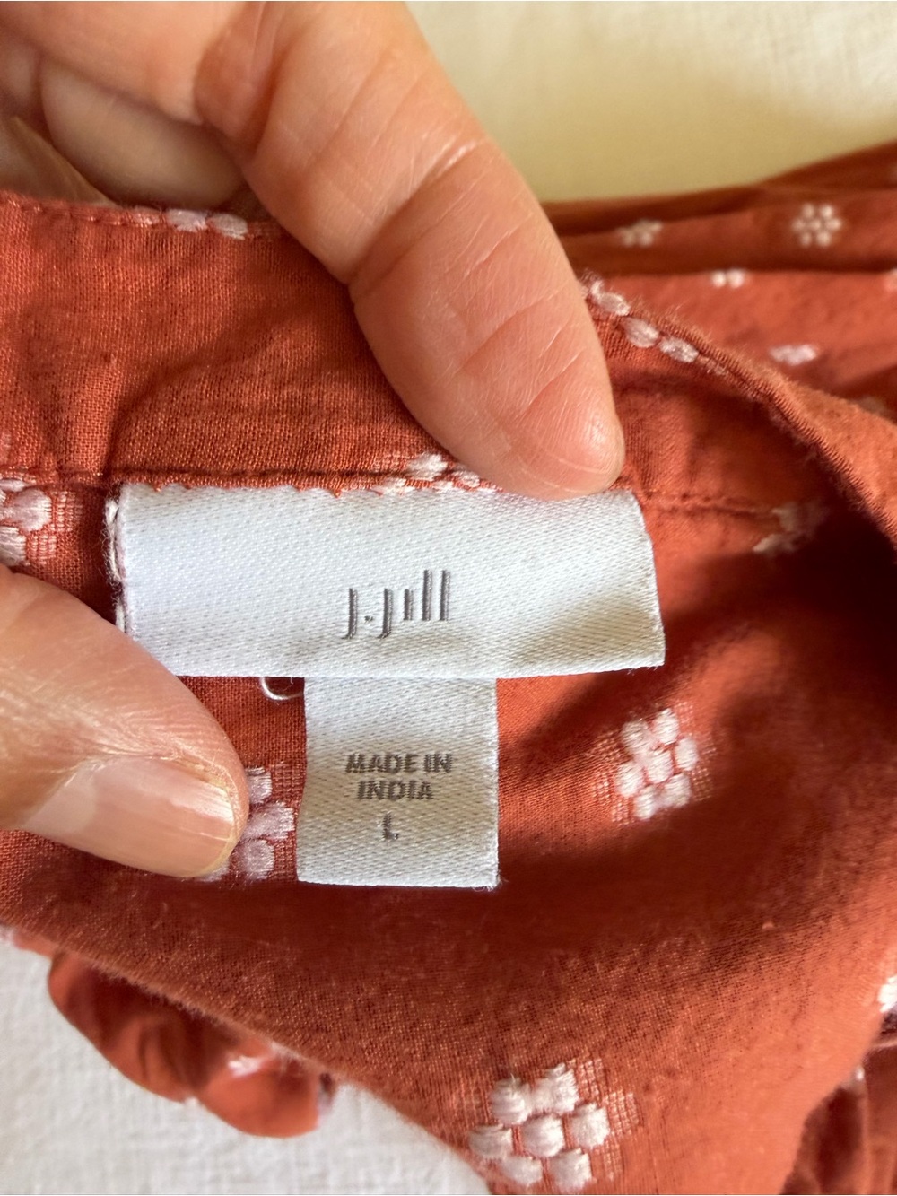 J. Jill Rust Dot Pintuck Button-Front Blouse - Picture 7 of 10